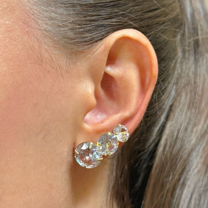 BRINCO TRIO PINO EM LATAO COM ZIRCONIA REDONDO 8/10/12 MM // QTDE PCT: 5 PAR // VAL UNIT: R$ 14,10