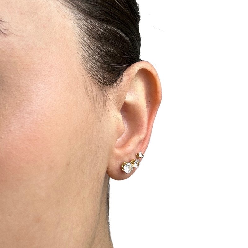 BRINCO TRIO PINO EM LATAO COM ZIRCONIA REDONDA 5-6-8 // QTDE PCT: 5 PAR // VAL UNIT: R$ 7,60