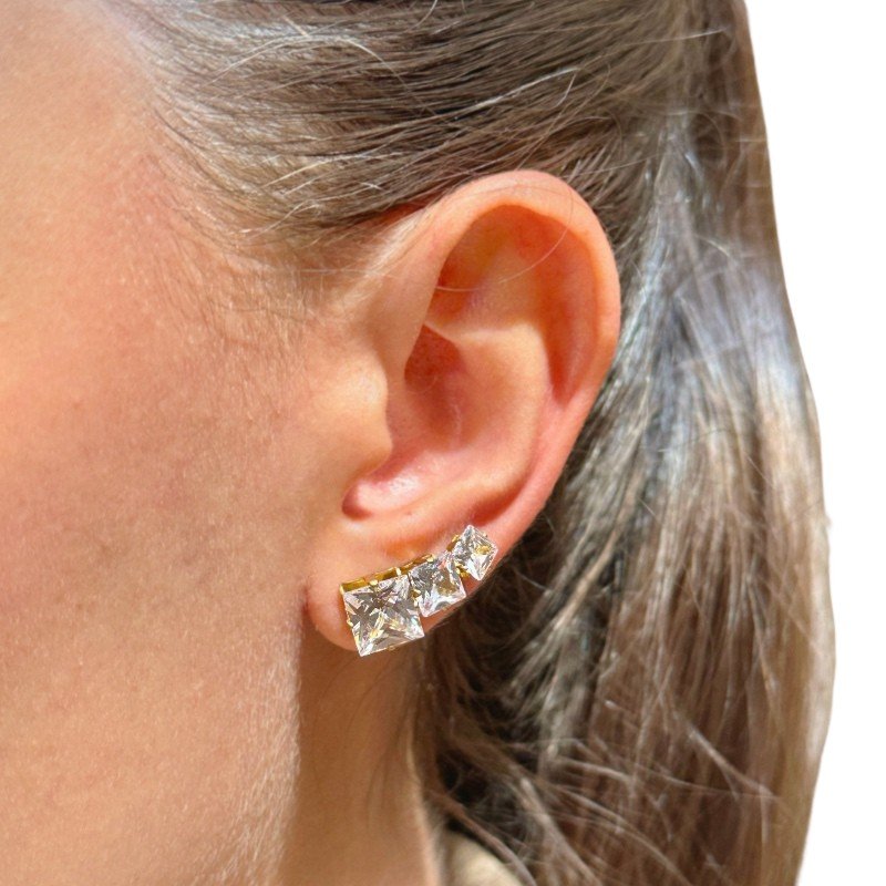 TRIO PINO EM LATAO COM ZIRCONIA QUADRADO 5-6-8 MM // QTDE PCT: 5 PAR // VAL UNIT: R$ 12,06