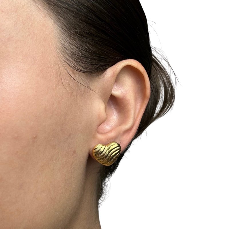 BRINCO CORAÇÃO 12MM RETICULADO PINO // QTDE PCT: 5 PAR // VAL UNIT: R$ 4,25