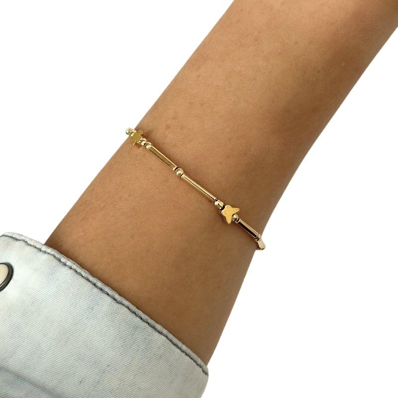 PULSEIRA USINADA BORBOLETA TREVO // QTDE PCT: 5 PC // VAL UNIT: R$ 6,50