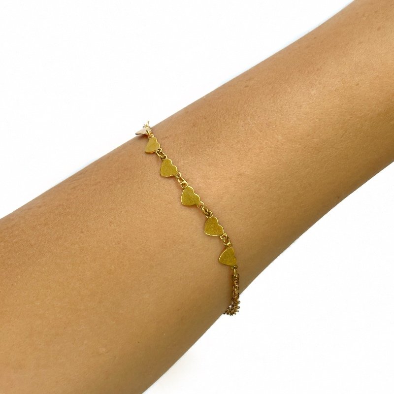 PULSEIRA CORAÇÃO DUAS CORRENTES 18CM EXTENSOR 3CM // QTDE PCT: 5 PC // VAL UNIT: R$ 4,43