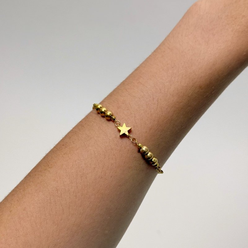 PULSEIRA BOLA METAL 5MM ESTRELA USINADA 18 CM EXTENSOR // QTDE PCT: 5 PC // VAL UNIT: R$ 4,65