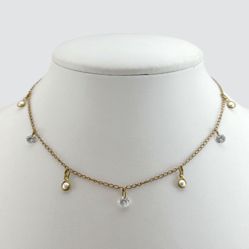 CHOKER ZIRCONIA 5 E PEROLA 3 // QTDE PCT: 5 PC // VAL UNIT: R$ 5,25