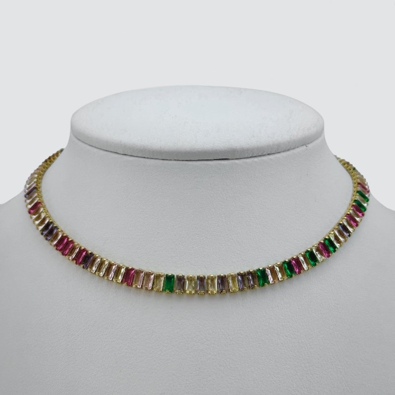 CHOKER ZIRCONIA ESTILO RIVIERA COLORIDA // QTDE PCT: 2 PC // VAL UNIT: R$ 35,00