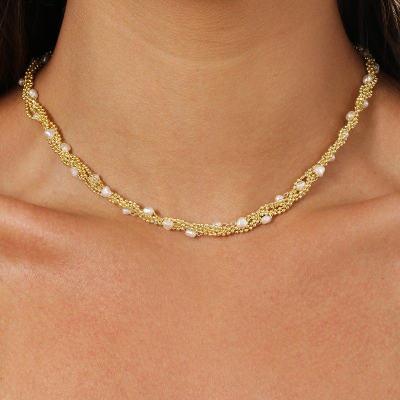 GARGANTILHA TRANÇA CORAÇAO PEROLA // QTDE PCT: 3 PC // VAL UNIT: R$ 17,86