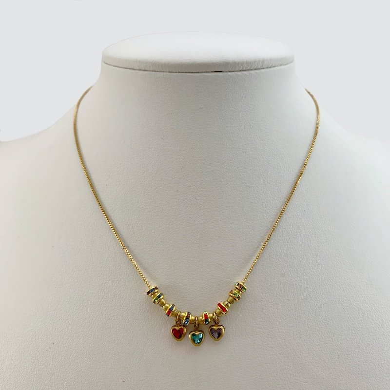 GARGANTILHA RONDEL BOLINHA CORAÇÃO // QTDE PCT: 5 PC // VAL UNIT: R$ 8,65