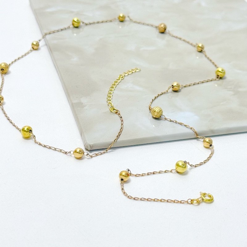 GARGANTILHA BOLAS METAL LISA E TRABALHADA // QTDE PCT: 5 PC // VAL UNIT: R$ 6,38