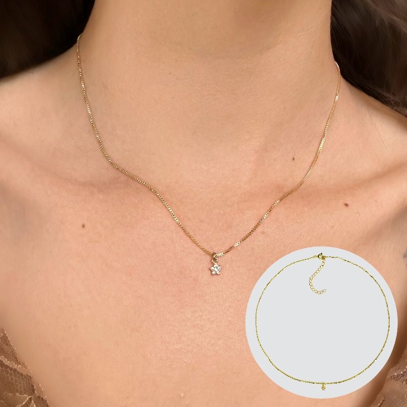 GARGANTILHA ESTRELA MINI ZIRCONIA 40CM // QTDE PCT: 5 PC // VAL UNIT: R$ 5,95