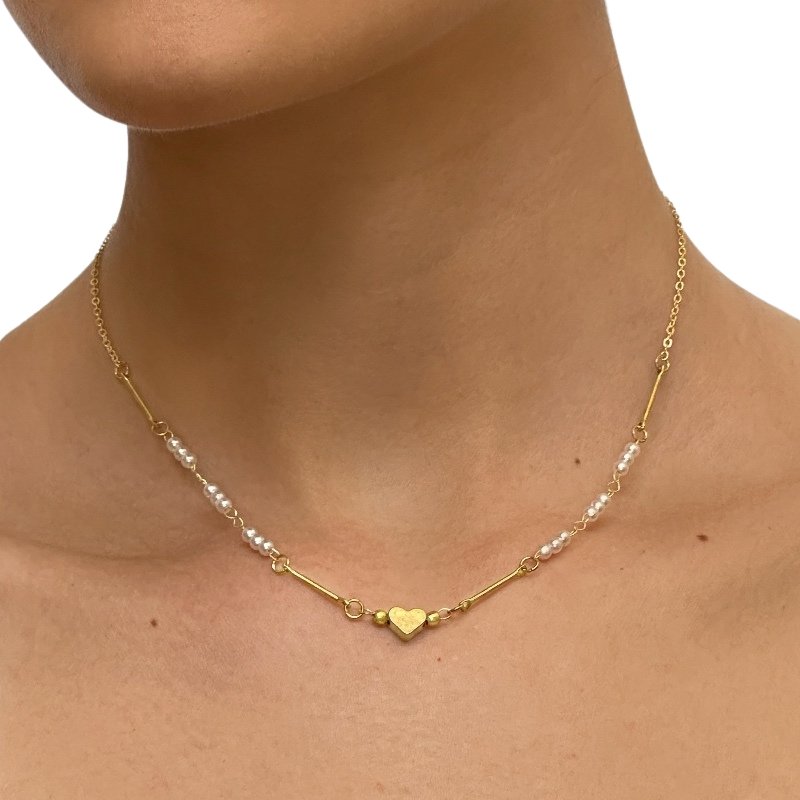 GARGANTILHA PEROLA 3MM CORAÇAO USINADO // QTDE PCT: 5 PC // VAL UNIT: R$ 6,33