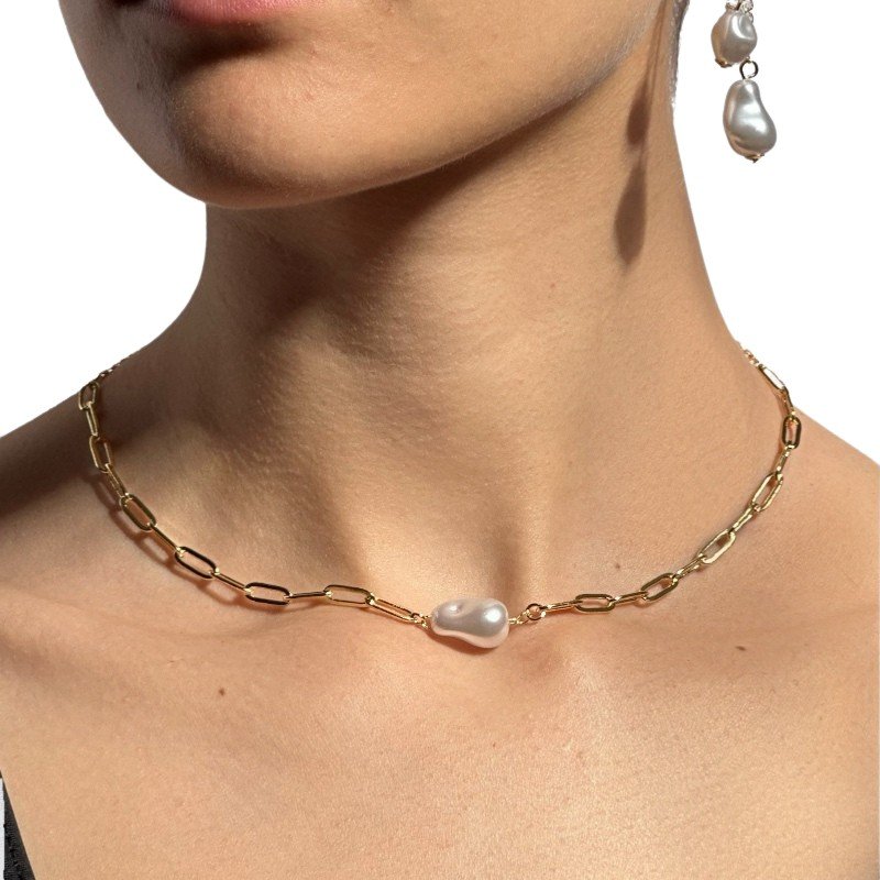 GARGANTILHA PEROLA AMASSADA GRANDE // QTDE PCT: 5 PC // VAL UNIT: R$ 5,65