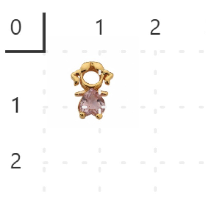 PINGENTE MENINA PEDRA CORAÇÃO VIDRO ROSA // QTDE PCT: 10 PC // VAL UNIT: R$ 3,80