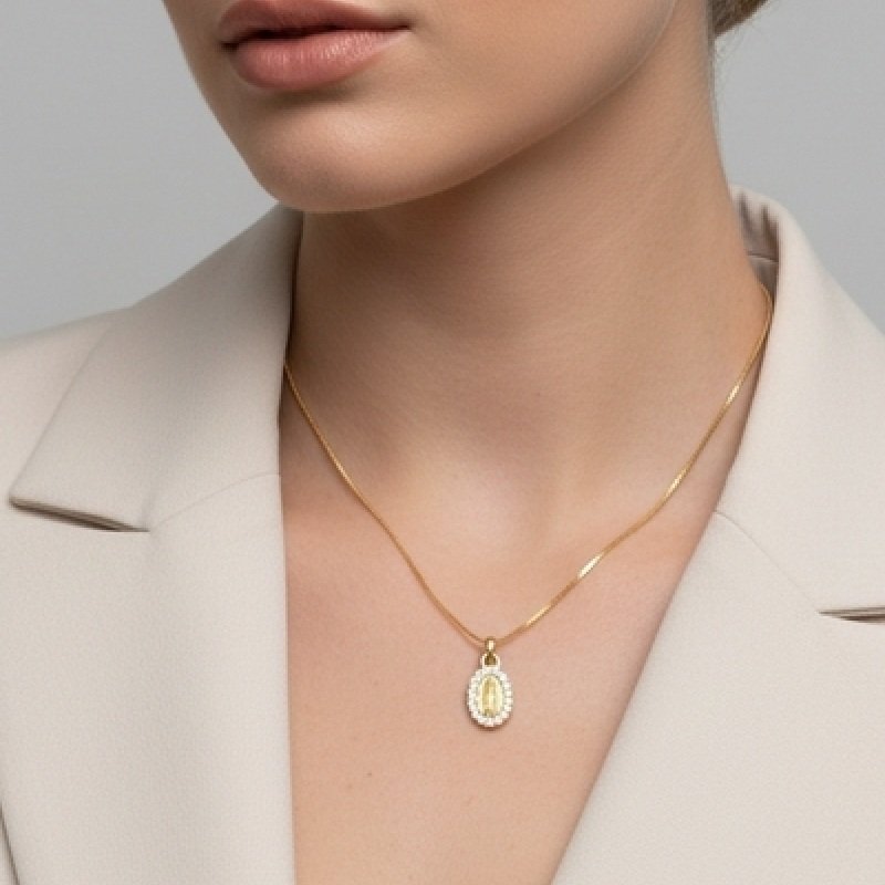 COLAR NOSSA SENHORA DAS GRACAS ZIRCONIA // QTDE PCT: 5 PC // VAL UNIT: R$ 8,10