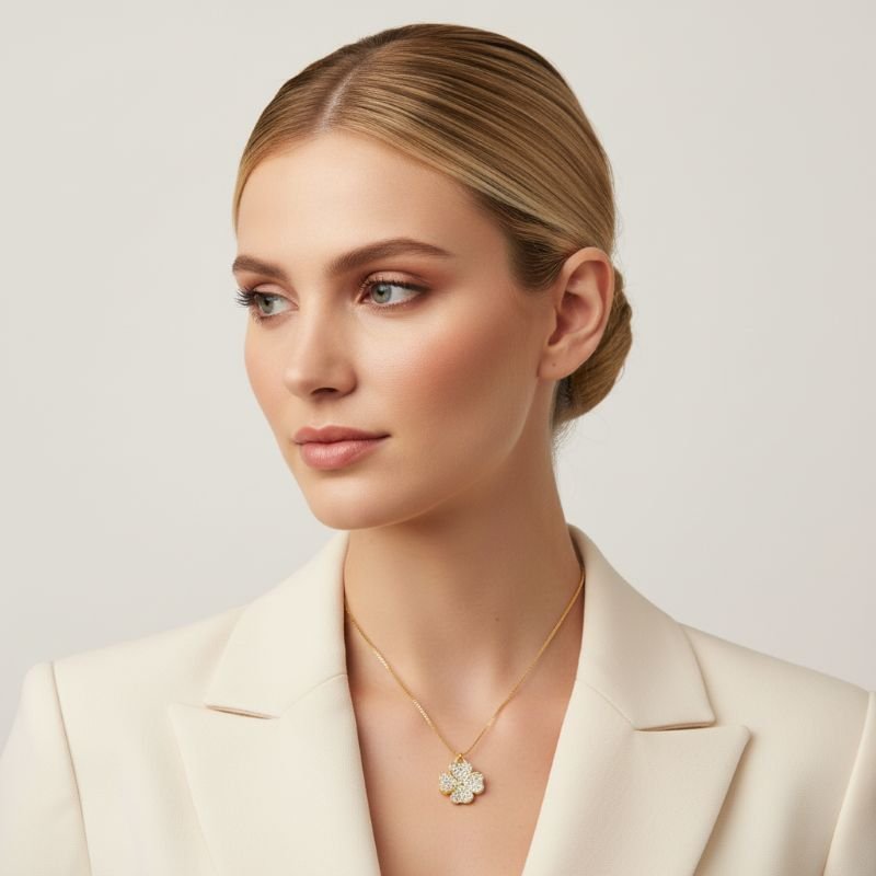 COLAR DE TREVO DE ZIRCONIA // QTDE PCT: 3 PC // VAL UNIT: R$ 16,90