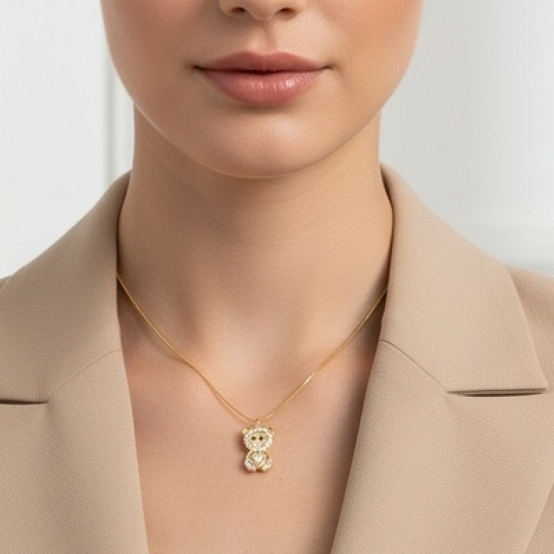 COLAR VENEZIANA PINGENTE URSO ZIRCONIA // QTDE PCT: 3 PC // VAL UNIT: R$ 5,15
