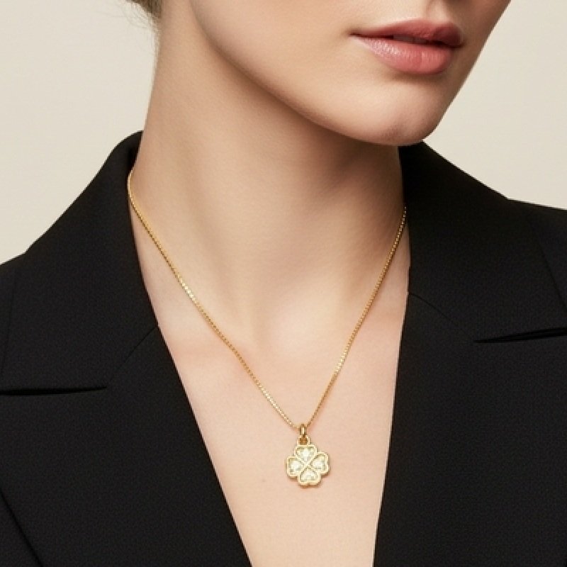 COLAR VENEZIANA COM PINGENTE DE TREVO 4 PEDRINHAS // QTDE PCT: 4 PC // VAL UNIT: R$ 6,20