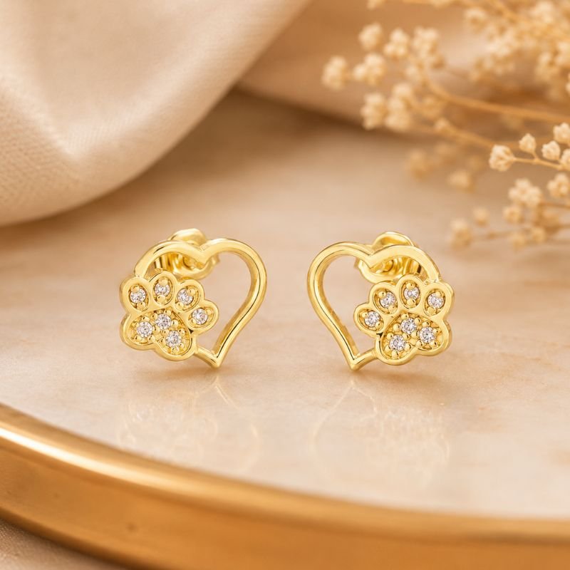 BRINCO DE CORACAO COM PATINHA 14 ZIRCONIAS // QTDE PCT: 5 PAR // VAL UNIT: R$ 5,19