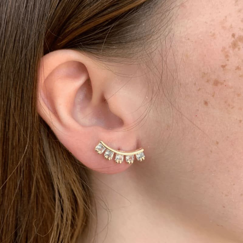 BRINCO EAR CUFF QUADRADO NO PALITO COM ZIRCONIA // QTDE PCT: 3 PAR // VAL UNIT: R$ 7,60