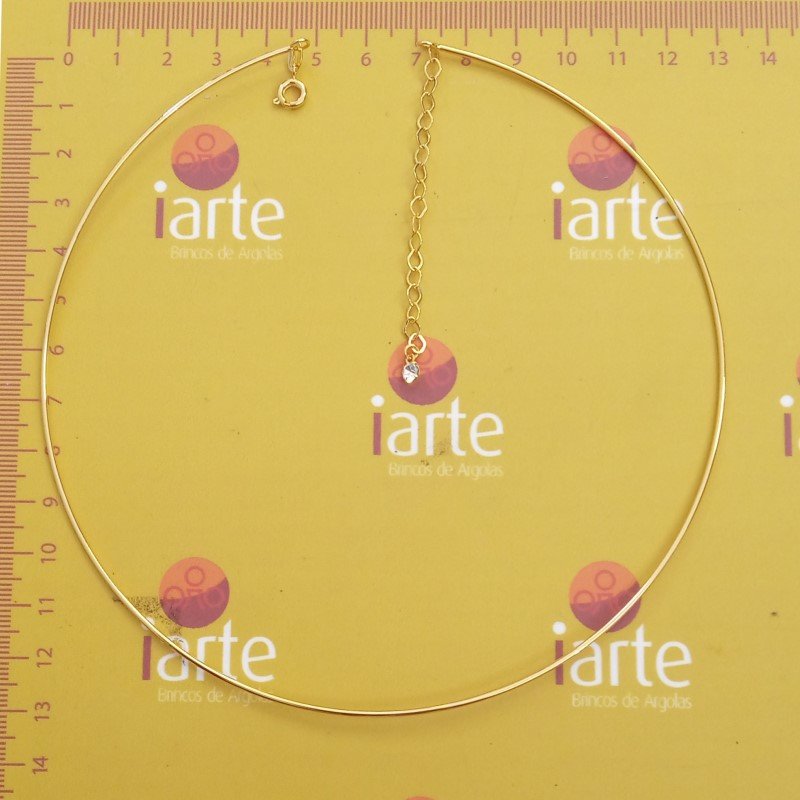 GARGANTILHA FIO LISO COM CORRENTE E STRASS TAM 130MM COLAR CHOKER EM LATAO BRUTO COM EXTENSOR IDEAL PARA BANHO E FOLHEACAO PERFEITO PARA REVENDA // QTDE PCT: 5 PAR // VAL UNIT: R$ 6,42