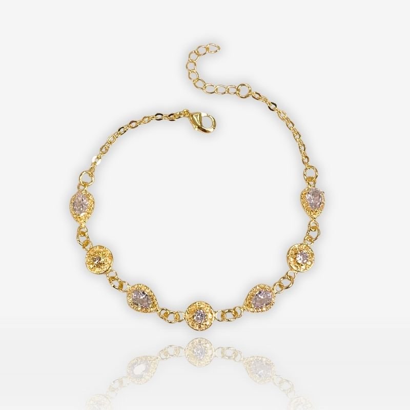 PULSEIRA DE GOTAS E REDONDOS COM ZIRCONIAS DE LADO // QTDE PCT: 5 PC // VAL UNIT: R$ 7,95