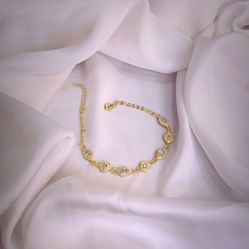 PULSEIRA DE GOTAS E REDONDOS COM ZIRCONIAS DE LADO // QTDE PCT: 5 PC // VAL UNIT: R$ 7,95